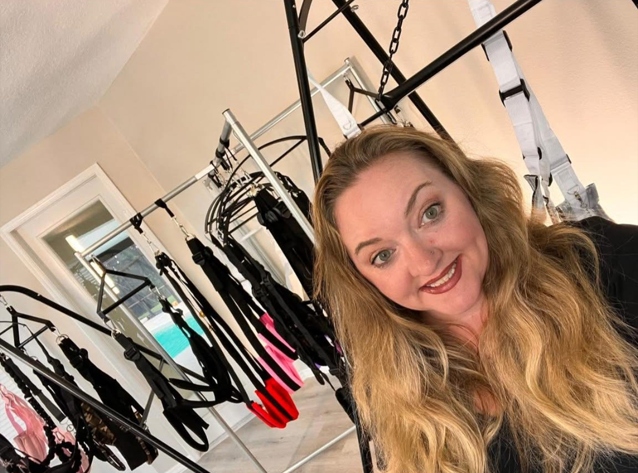 Madam Ang pictured with her extensive collection of sex swings